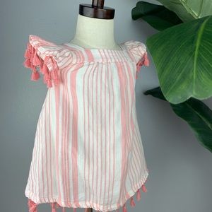 Toddler Pink & White Striped Fringe 18M Dress